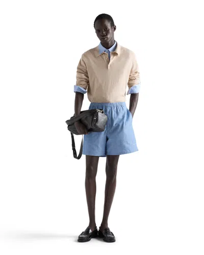 Prada Chambray Bermudas In Blue