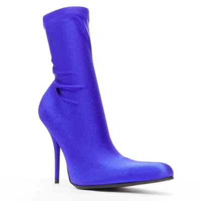 Balenciaga Denma Shiny Leather Sock Bootie In Blue