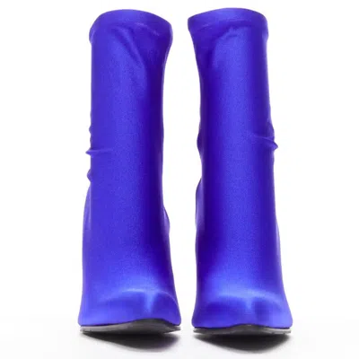 Balenciaga Denma Shiny Leather Sock Bootie In Blue