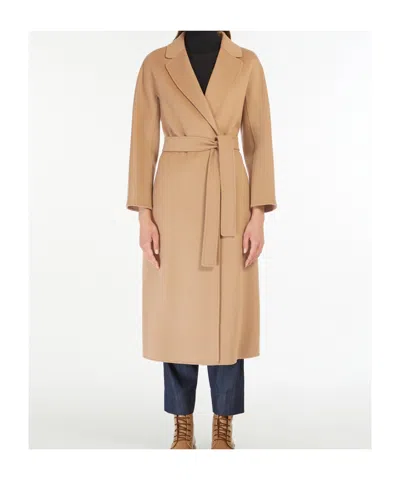 Max Mara Wool Broadcloth Midi Coat - Camel In Brown