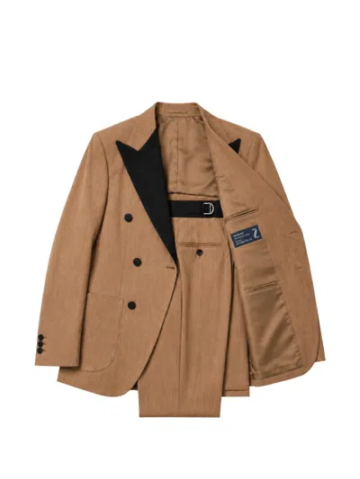 Franzese Collection Chevron-pattern Double-breasted Suit In Neutral