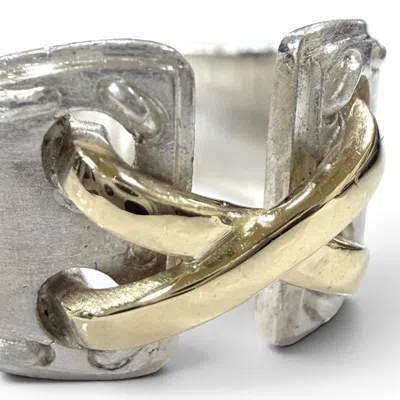Pre-owned Hermes Gold Silver Silver 925 Band Ring () In Multi