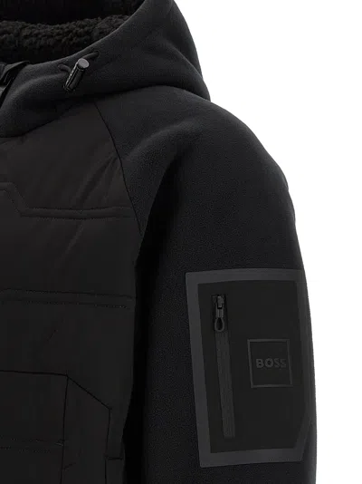 Hugo Boss Quilted Hybrid Jacket In Black