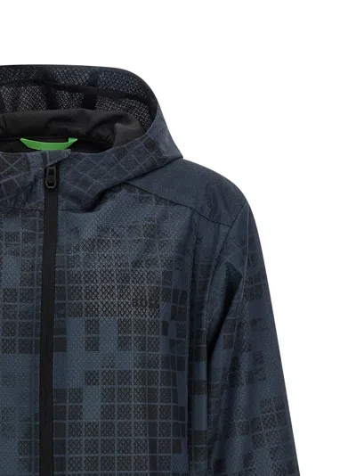 Hugo Boss Blue Rubber Shell Men's Jacket In Blue