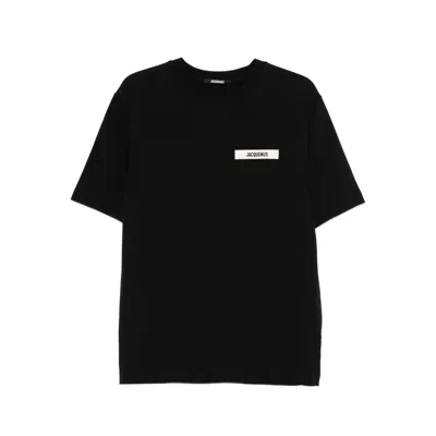 Jacquemus Minimalist Black Short-sleeve Cotton T-shirt With Patch Detail