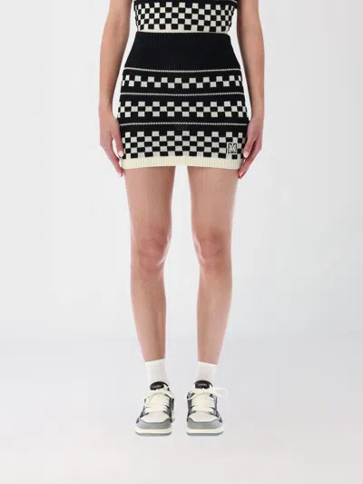 Amiri Knit Check Mesh Mini Skirt In Black