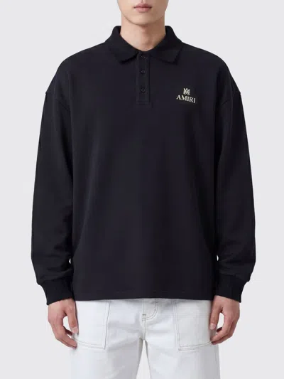 Amiri Black Solid Shirt Collar Polo In Black