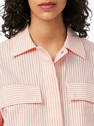 Lacoste Striped Seersucker Shirt In Pink