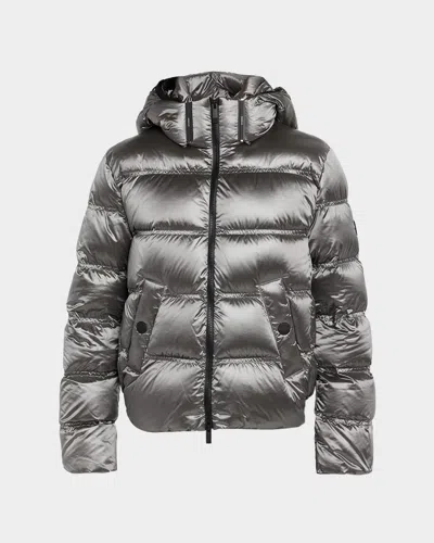 Moncler Quilted Short Down Jacket In Gray