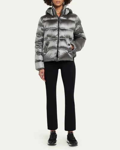 Moncler Quilted Short Down Jacket In Gray