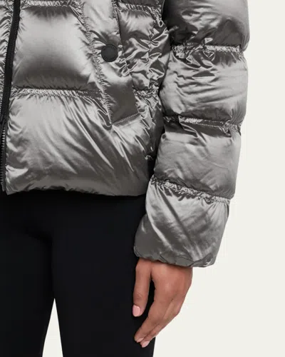 Moncler Quilted Short Down Jacket In Gray