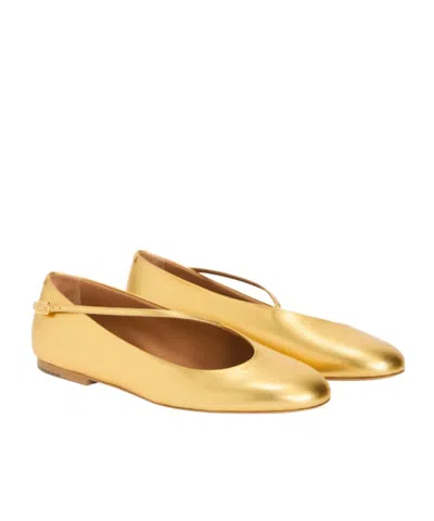 Jil Sander Elyss Laminated Ballet Flats In Gold