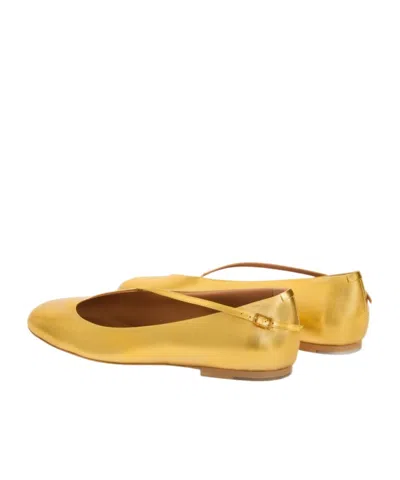Jil Sander Elyss Laminated Ballet Flats In Gold