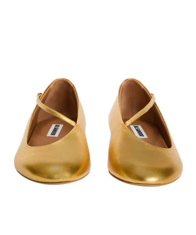 Jil Sander Elyss Laminated Ballet Flats In Gold