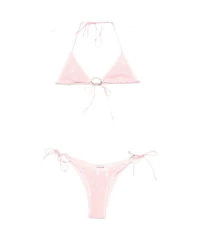Oseree Triangle Bikini Set In Pink