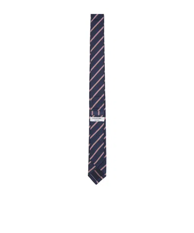Thom Browne Formal Slim Striped Pattern Neck Ties In Blue