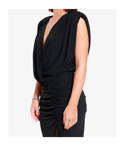 Amazuìn Draped Dress In Black