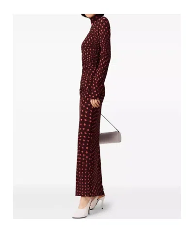 Stella Mccartney Turtleneck Polka Dot Mesh Long-sleeve Maxi Dress In Brown