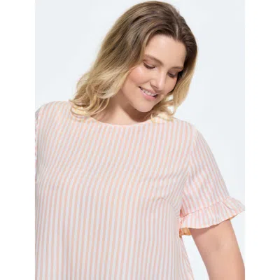 Bloomchic Striped Print Button Back Blouse In White