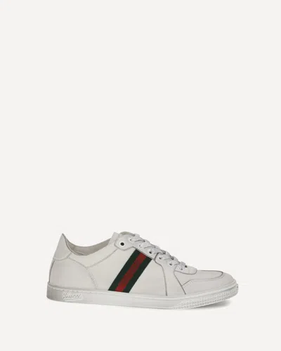 Gucci Leather Stretch Lace Up Sneakers Signature Stripe In Multi