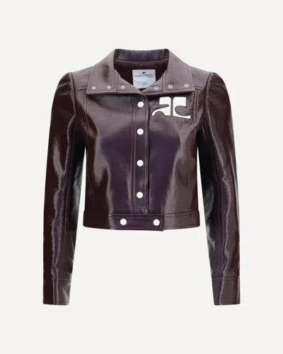 Courrèges Vinyl Blazer With Collared Neck And Long Sleeves In Red