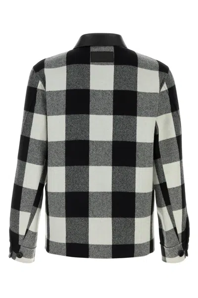 Givenchy Wool Shirt Jacket Collared Neck Check In Multi