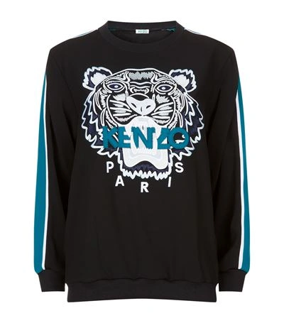 Shop Kenzo Stripe Sleeve Tiger Motif Sweatshirt