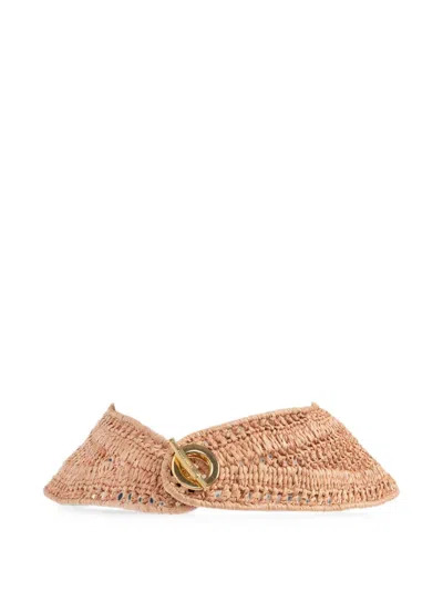 Chloé Logo-embroidered Raffia Visor In Pattern