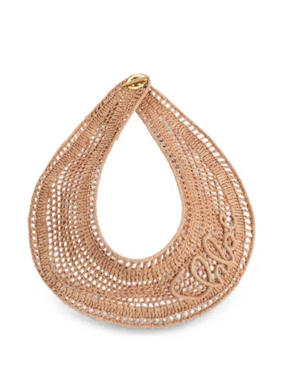 Chloé Logo-embroidered Raffia Visor In Pattern