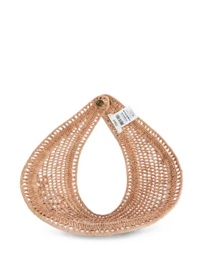 Chloé Logo-embroidered Raffia Visor In Pattern