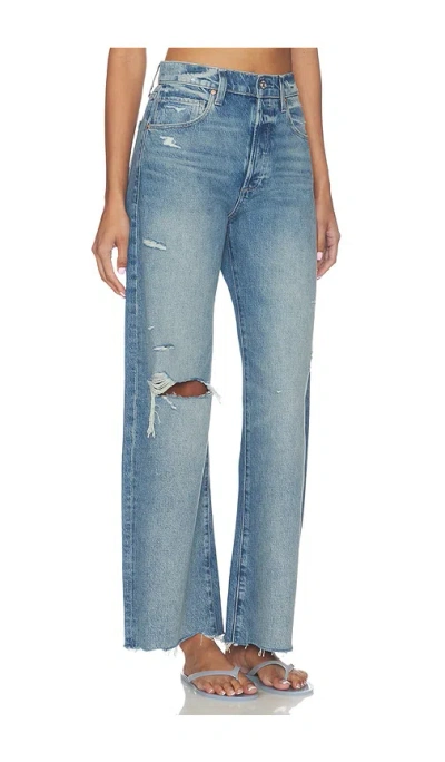 Paige Arellia Skimmer Covered Button Fly Wide Leg Jeans Terazzo Destructed In Blue
