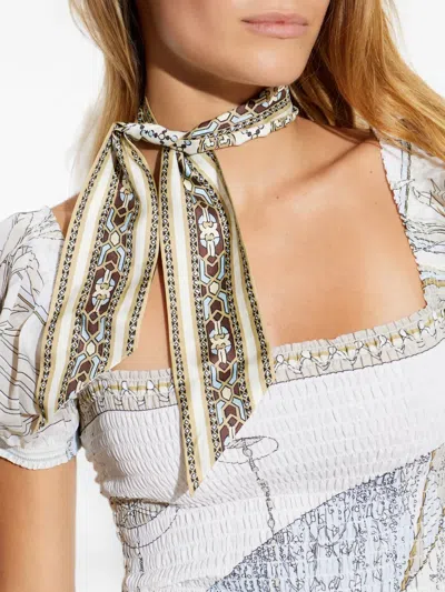 Tory Burch Logo-print Silk Scarf In Multi