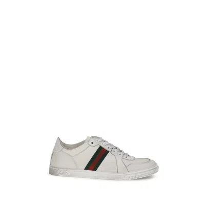 Gucci Leather Stretch Lace Up Sneakers Signature Stripe In Multi