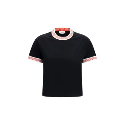 Versace T-shirt With Greca Details In Black