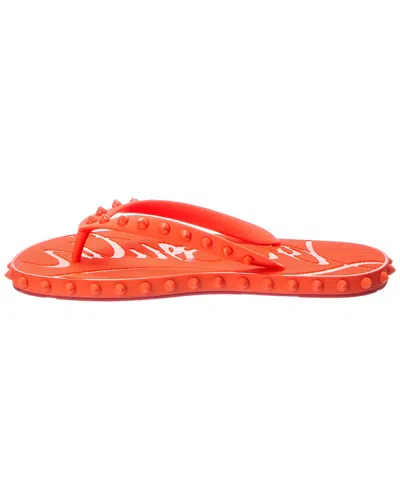 Christian Louboutin Super Loubi Studded Rubber Flip Flops In Orange