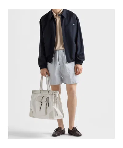 Prada Jacket Long Sleeves Point Collar Elasticated Hem In Black