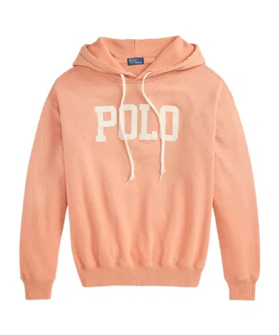 Polo Ralph Lauren Logo Lightweight Fleece Hoodie In Pastel Coral In Pink