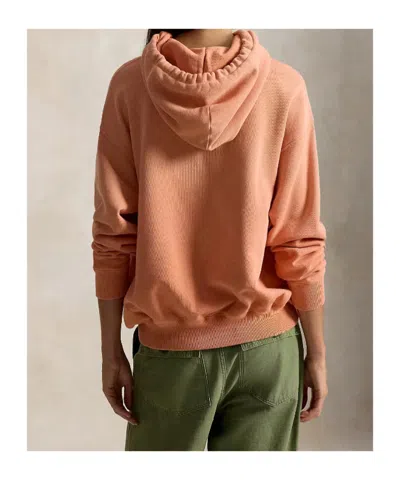 Polo Ralph Lauren Logo Lightweight Fleece Hoodie In Pastel Coral In Pink