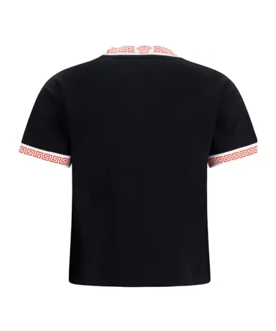 Versace T-shirt With Greca Details In Black