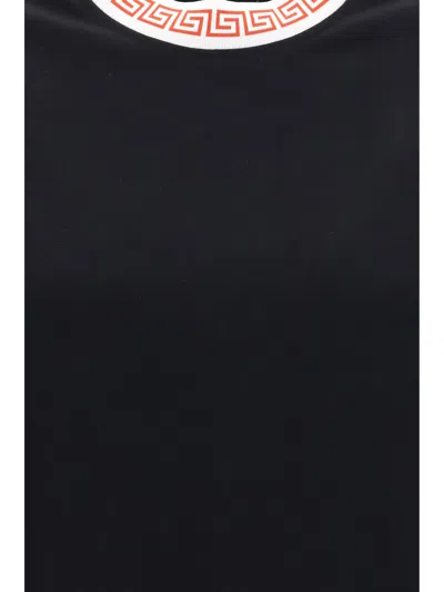 Versace T-shirt With Greca Details In Black