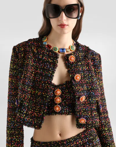 Dolce & Gabbana Short Tweed Jacket In Multi