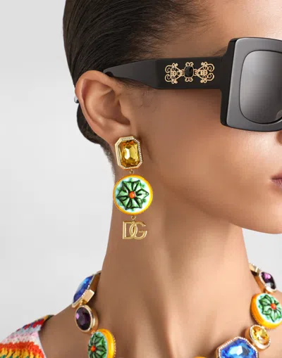 Dolce & Gabbana Clip Earrings In Multi
