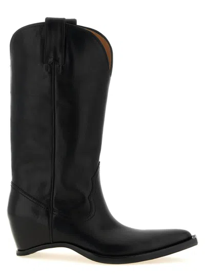 Maison Margiela Heel-less Western Leather Boots In Black