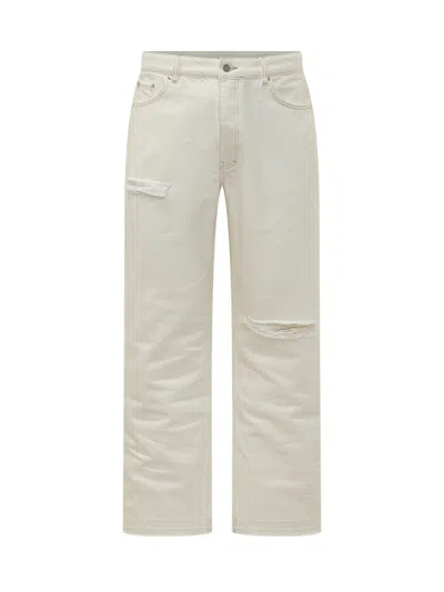 Represent White Straight Distressed Jeans In Multi