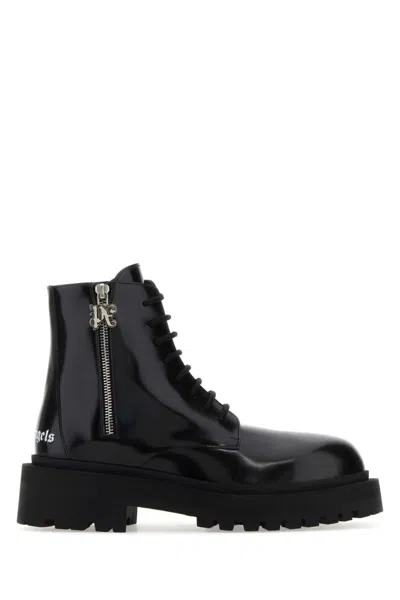 Palm Angels Black Logo Collection Boots In Black