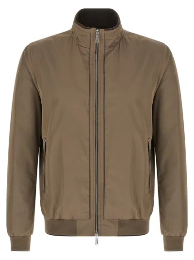 Moorer Beige Solid Mandarin Collar Jacket In Beige