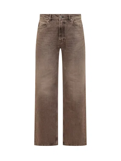 Our Legacy Denim Trousers Faded Effect Belt Loops Five Pockets In Brown