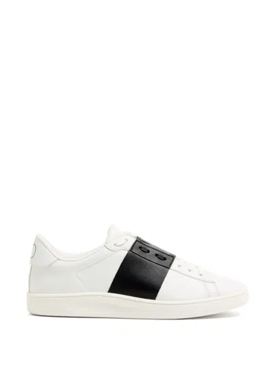 Valentino Garavani Minimalist Leather Sneakers With Contrasting Stripe Detail And Vlogo Signature In White