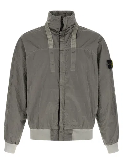 Stone Island Grey Solid Logo Jacket In Grey