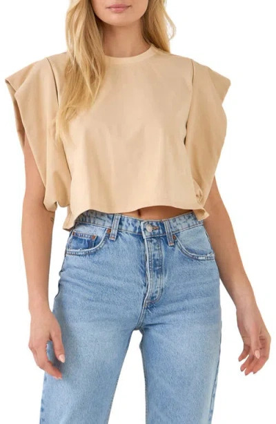 Endless Rose Drop Shoulder Crop Top In Neutral